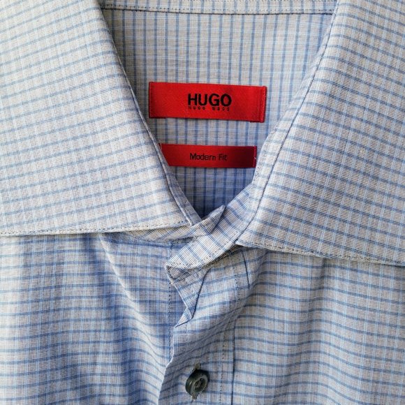 16.5 32/33 Hugo Boss Modern Fit Shirt - Gray/Blue - Picture 3 of 5